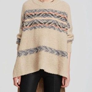 Free People Sweater Women's XS Small Beige Southwest Alpaca Oversized Tunic